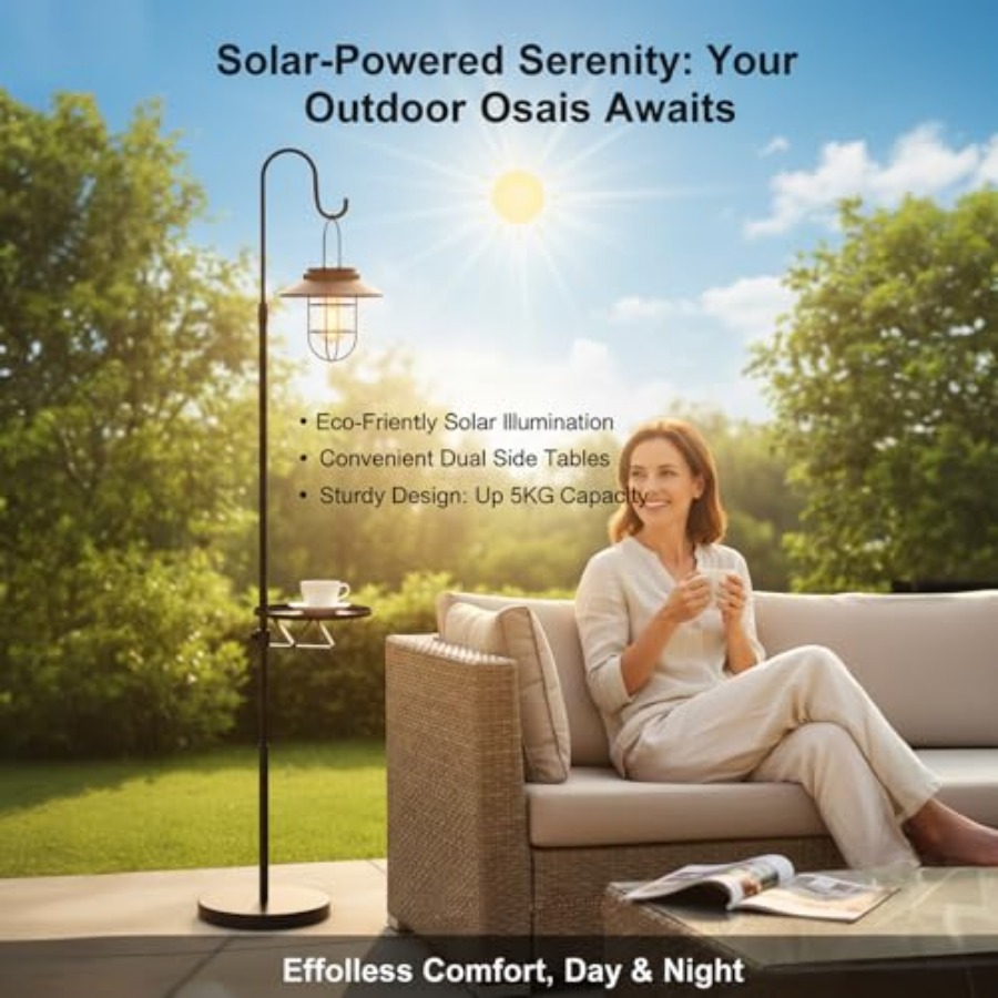 Solar Floor Lamp with Table, 6 - đánh giá và giá Outdoor Lighting Lamps
