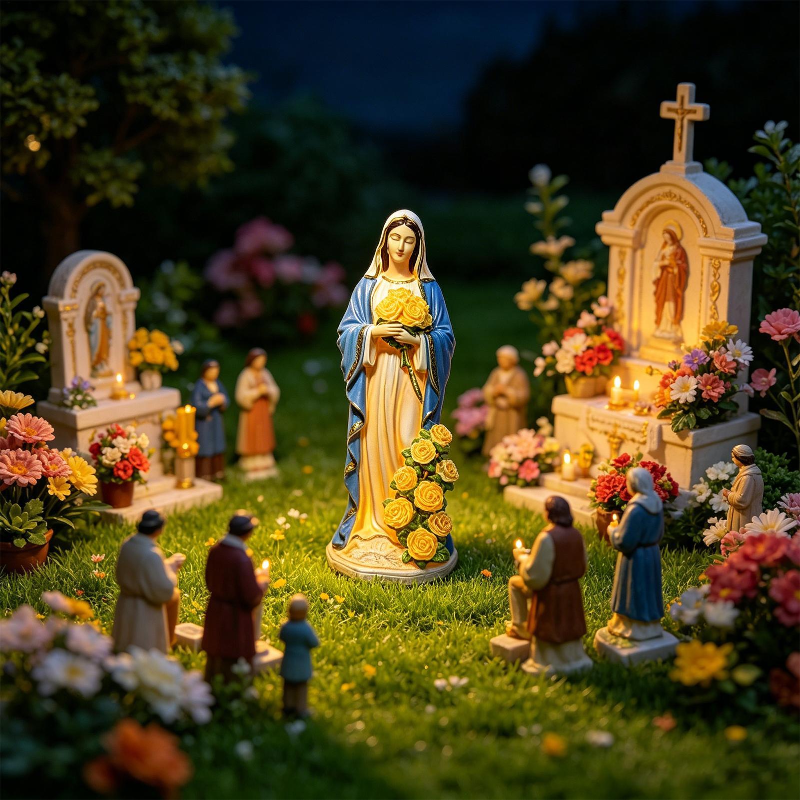 Virgin Mary Solar Statue Garde - đánh giá và giá Outdoor Lighting Design