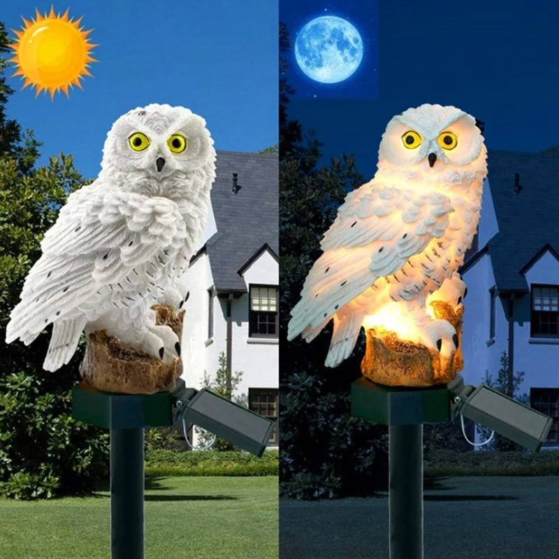 Solar Owl Statue Garden Light  - đánh giá và giá Outdoor Lighting Design