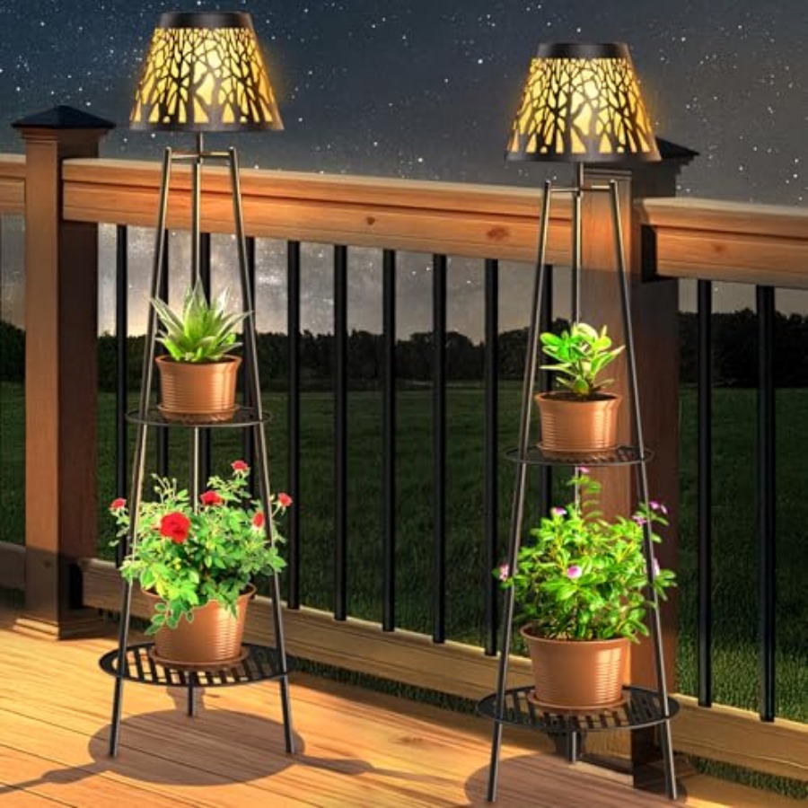 2 Pack Outdoor Solar Floor Lam - đánh giá và giá Outdoor Lighting Lamps
