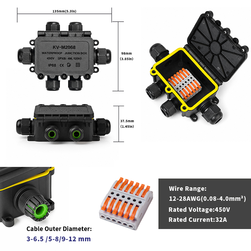 IP68 Waterproof Junction Box 2 - đánh giá và giá Outdoor Lighting Connectors