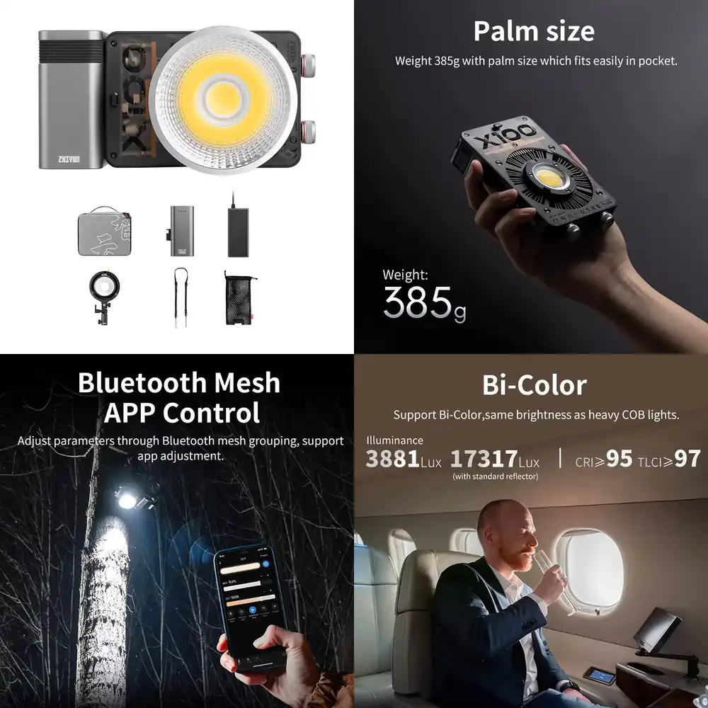 Zhiyun Molus X100 Combo 100W B - đánh giá và giá Outdoor Lighting Video Shooting